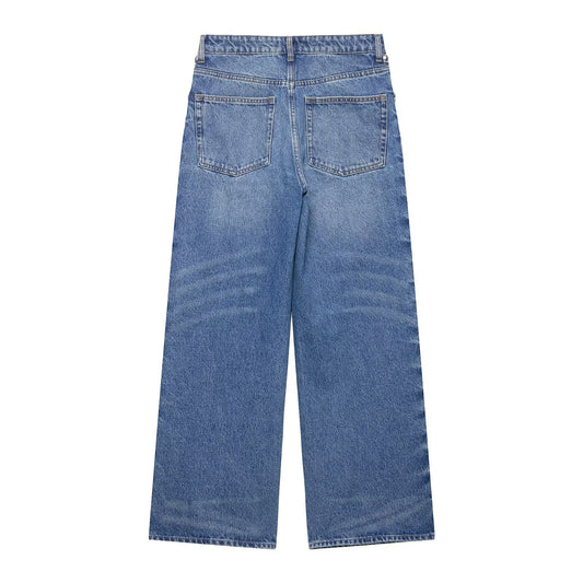 Women's Summer Decorative Rivets Denim Trousers Jeans