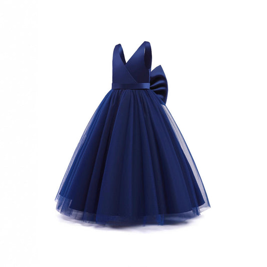 Children's Sleeveless Satin Mesh Birthday Performance Puffy Dresses