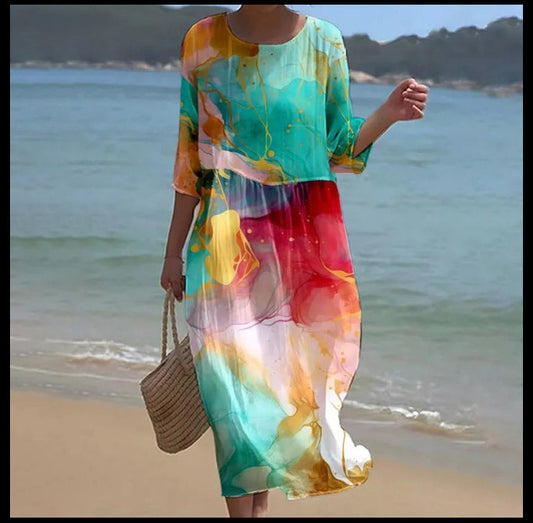 Women's Summer Long Printed Casual Fashion Ladies Dresses