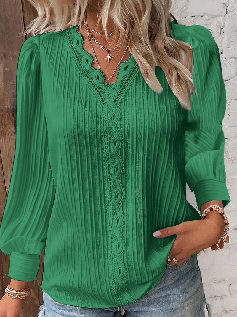 Women's Autumn Long Sleeve Lace Patchwork Shirt Clothing