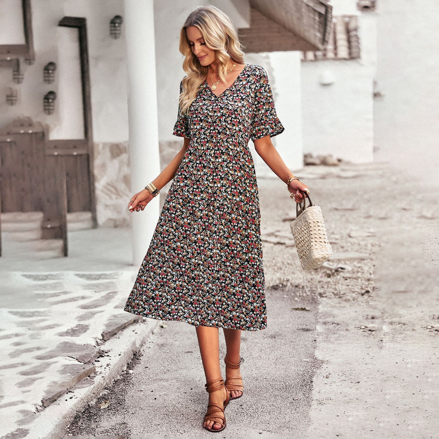 Women's Design Printed Sleeve Summer Fashion Dress