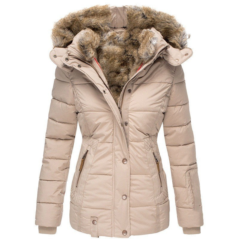Women's Warm Fur Collar Cotton Clothes Zipper Coats