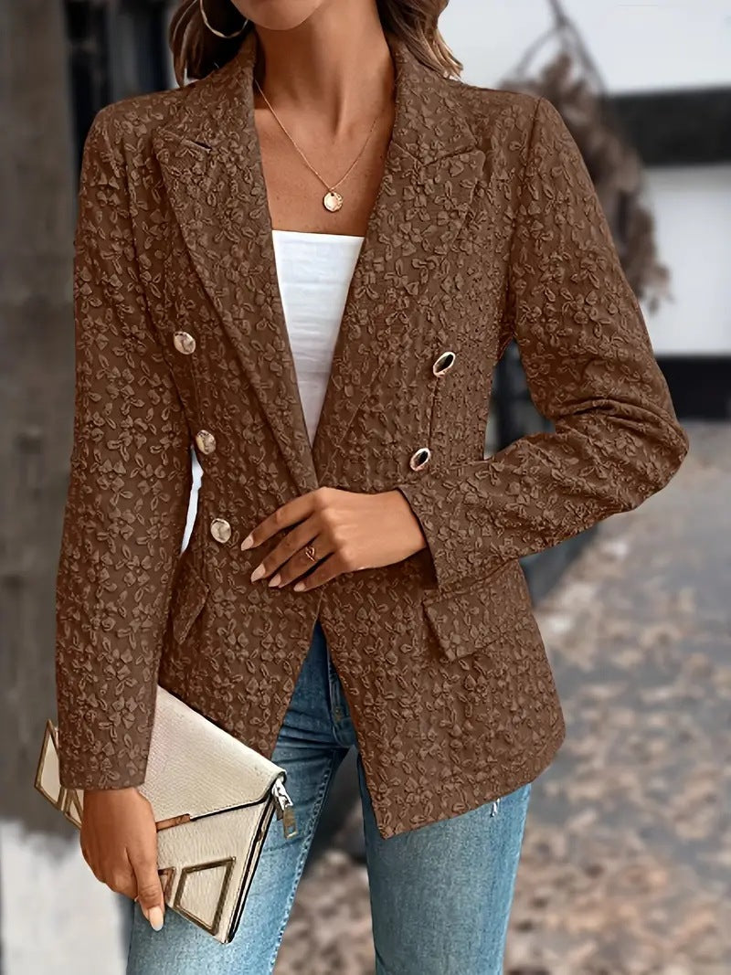 Women's Winter Fashion Temperament Pure Color Double Blazers