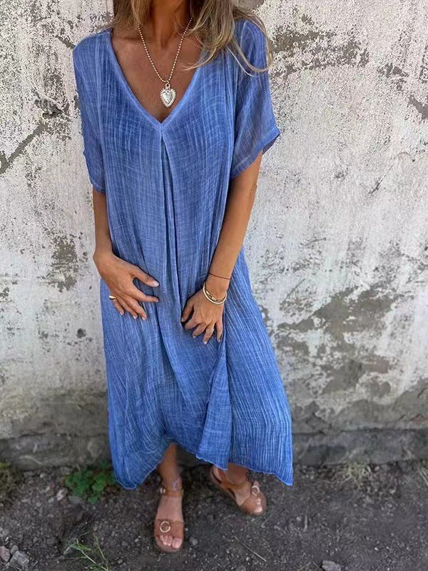 Comfortable Charming Fashion Cotton Linen Collar Dress