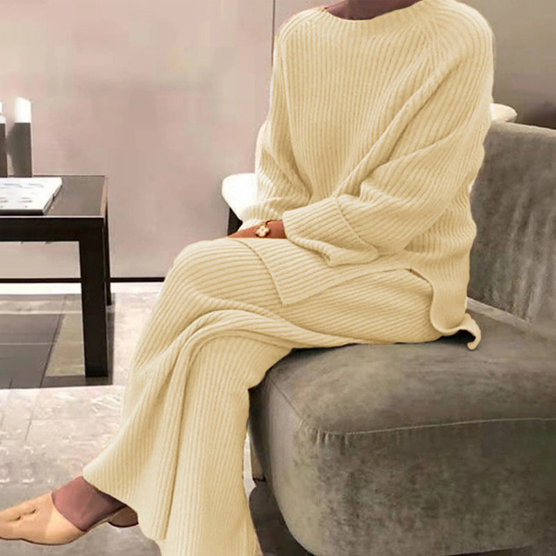 Women's Knitted Leisure Wear Solid Color Long Fashion Casual Suit