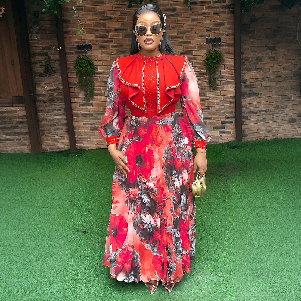 Women's African Wear Elegant Printed Dress Long Dresses