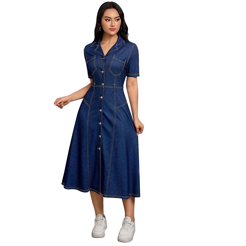 Women's Denim Thin High Class Elegant Dress Dresses