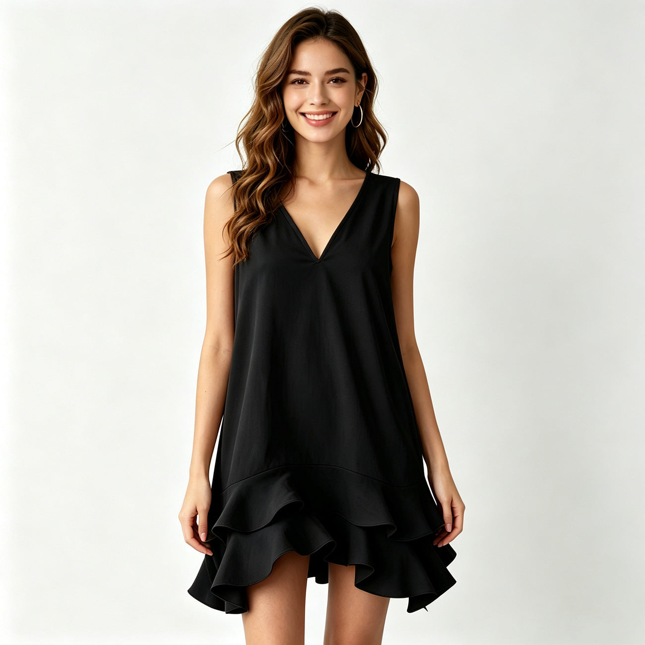 Women's Summer Comfort Casual Sleeveless Ruffled Dress