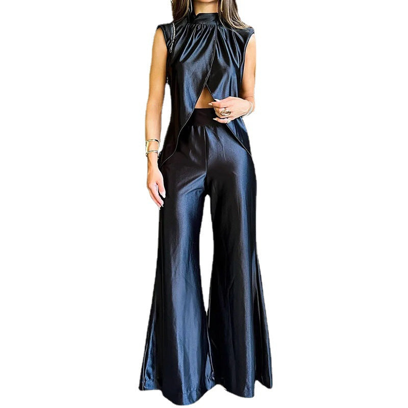 Summer Fashion Two-piece Slit Loose Bell-bottom Suits