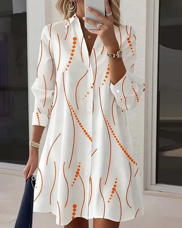 Women's Print Shirt Casual Polka Dot Elegant Dress