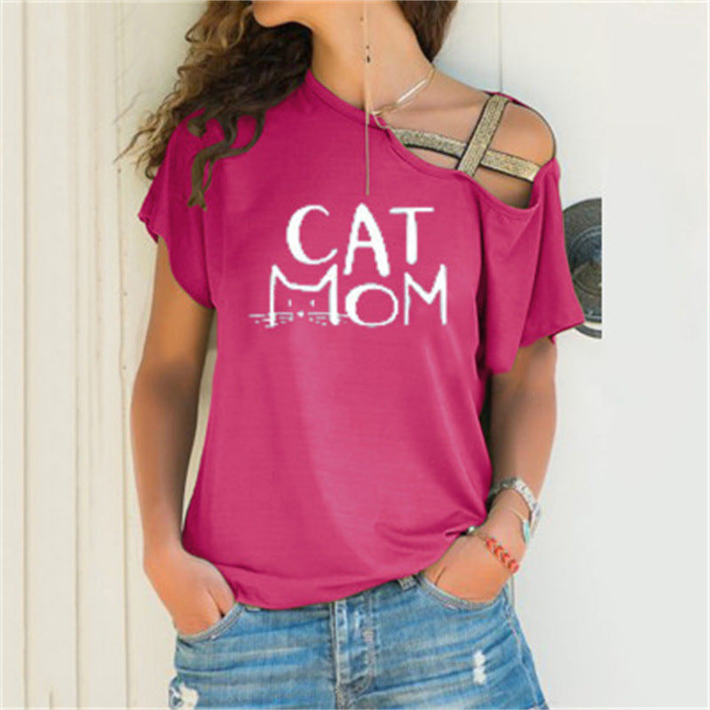 Women's Casual Cross Irregular Short-sleeved T-shirt Blouses