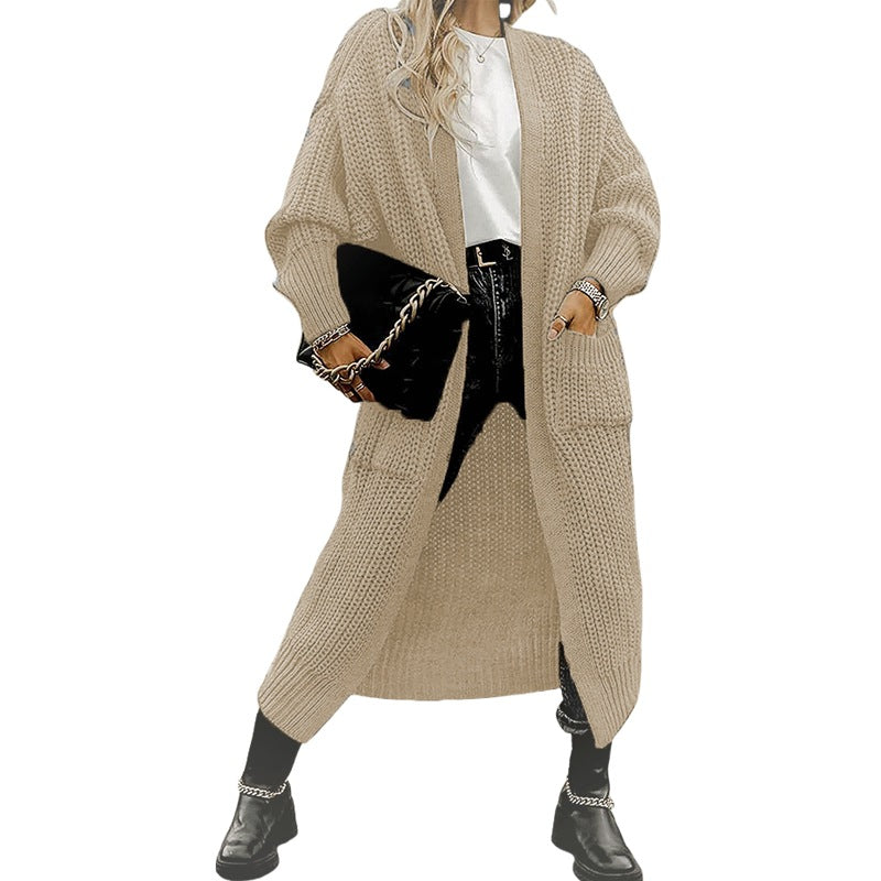 Women's Long Pocket Oversized Knit Loose Women's Sweater