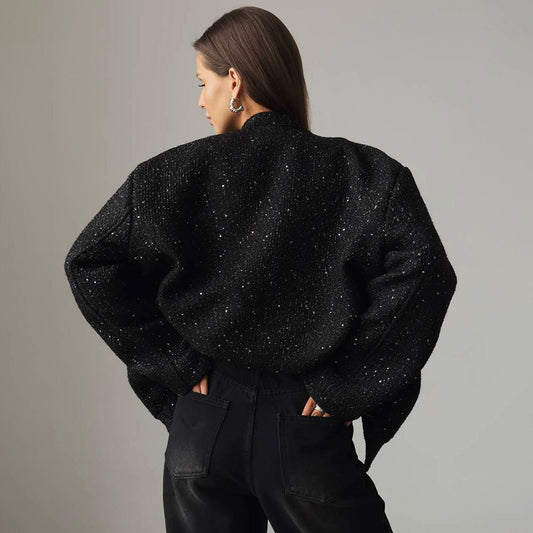 Gold Silk Sequin Female Fashionable Sequins Jackets