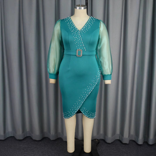 Women's Fashion Puff Sleeve Dress High Waist Dresses