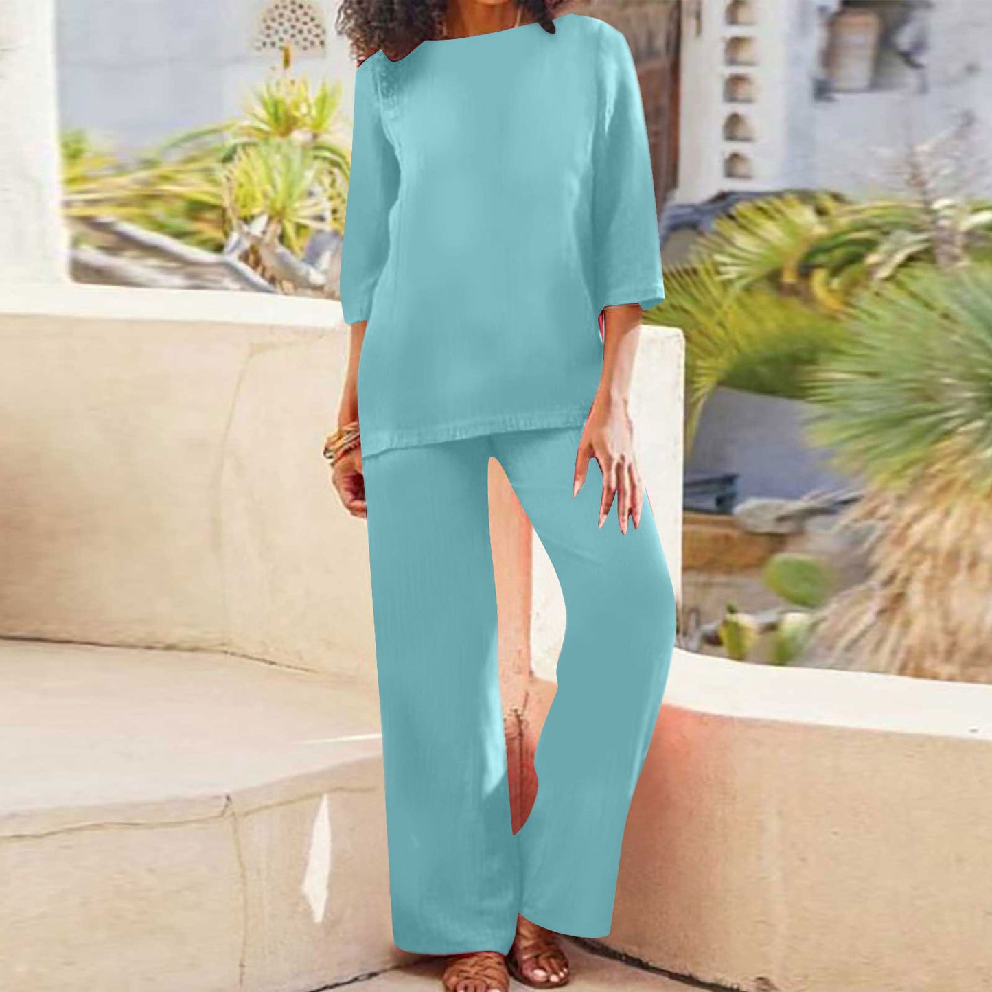 Women's Color National Style Retro Cotton Linen Long Pants