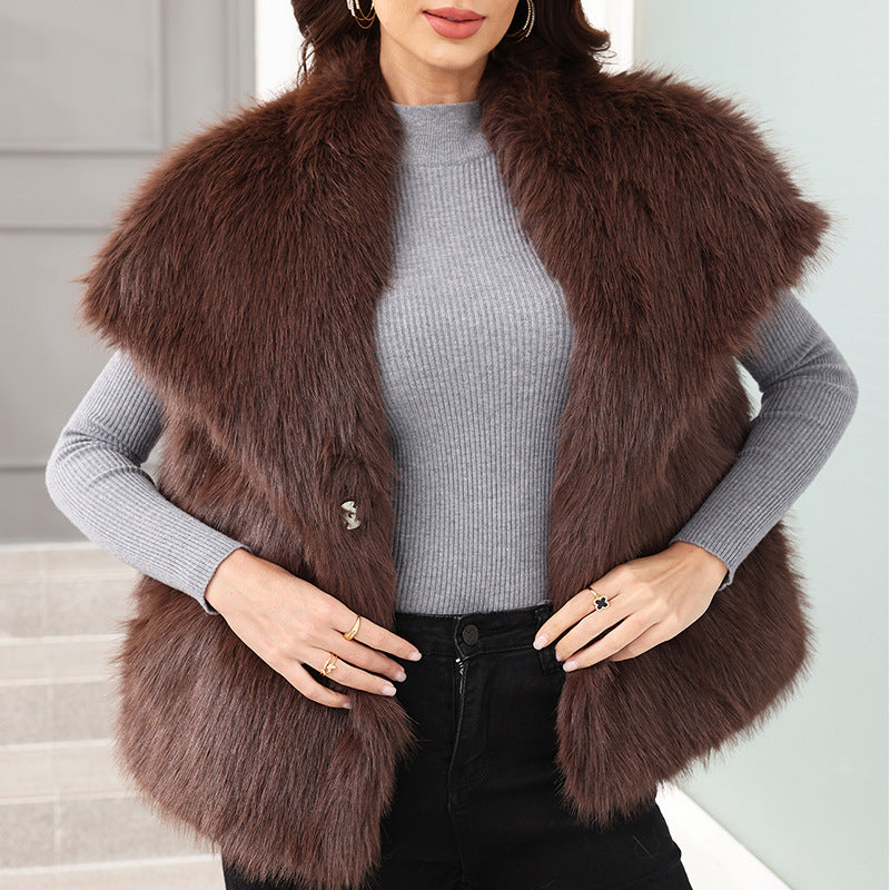 Women's Large Lapel Seven Colors Optional Faux Coats