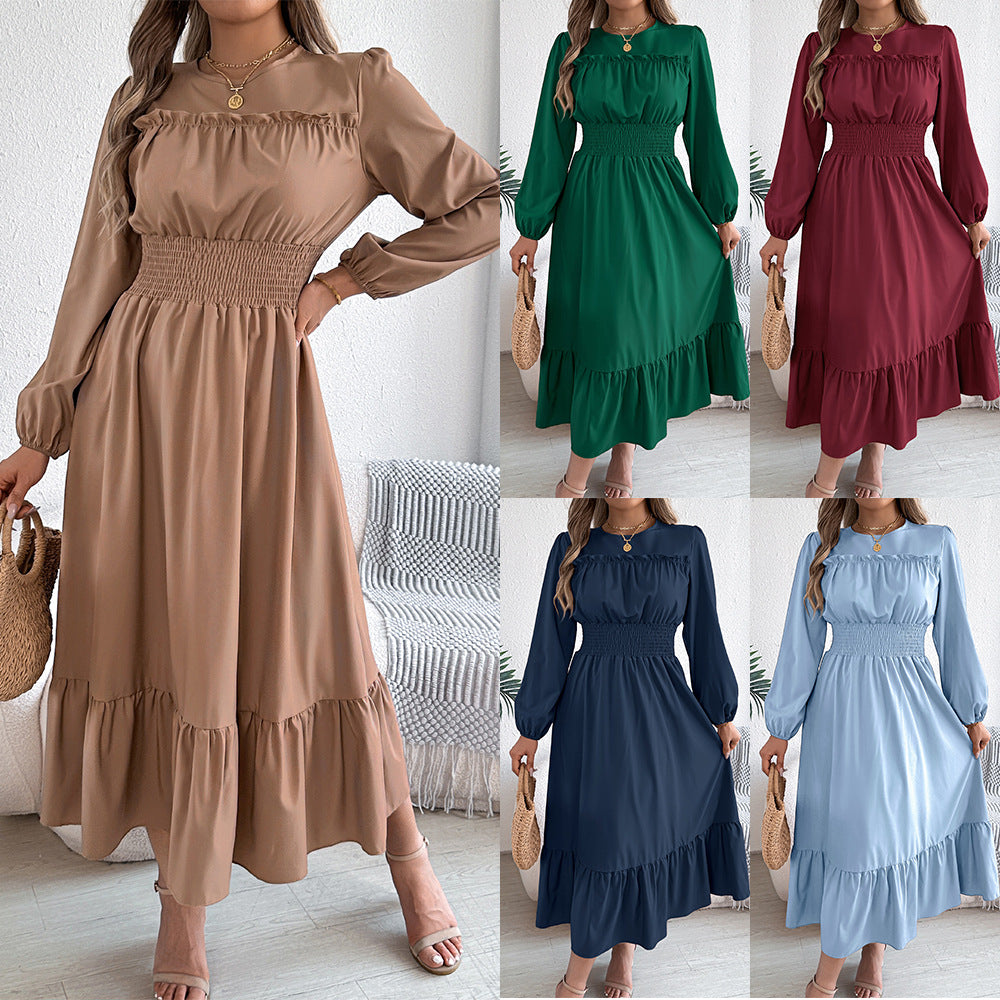 Women's Solid Color Elegant Wooden Ear Cinched Pleated Clothing