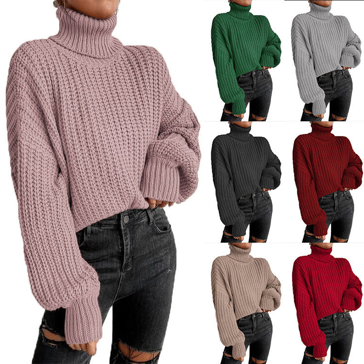 Women's Fashion Knitted Loose Pullover Turtleneck Sweater