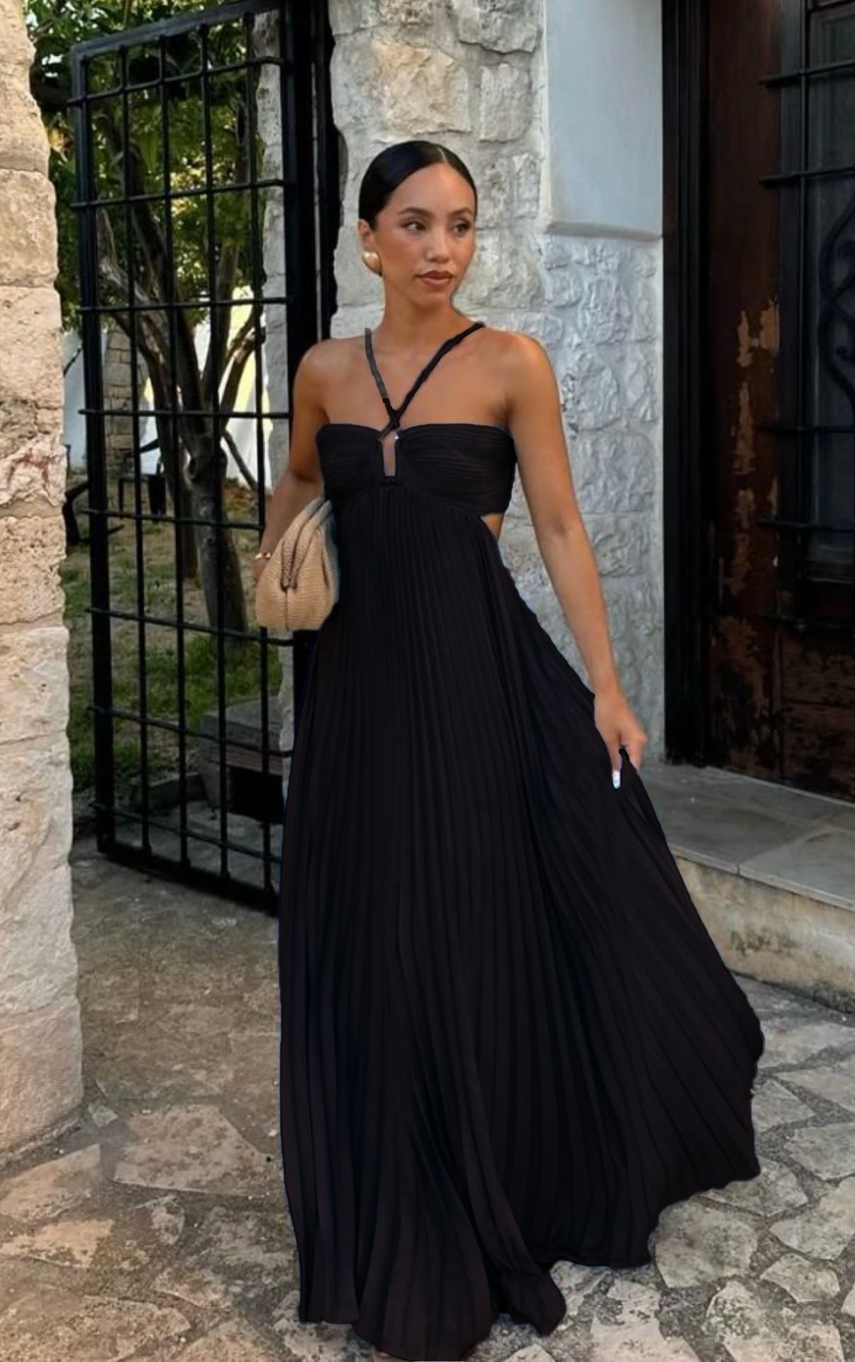 Women's Tube Pleated Large Swing Dress Solid Dresses