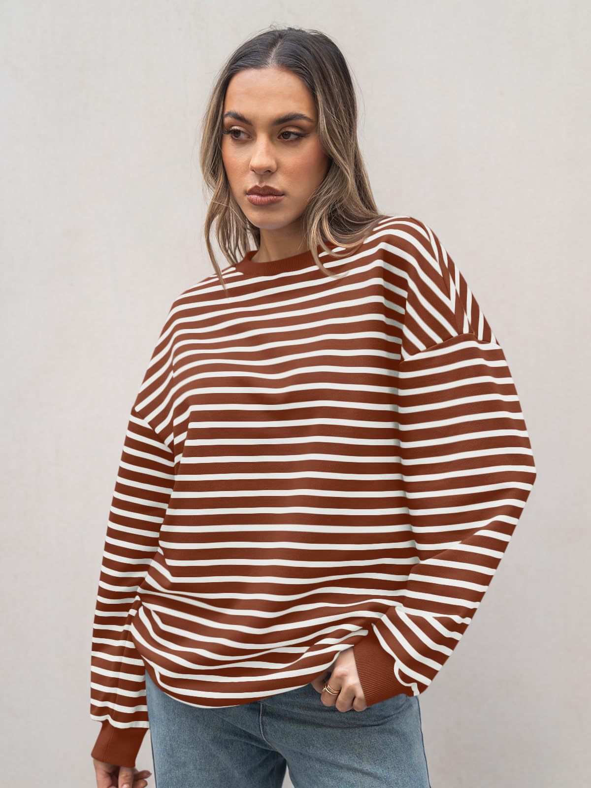 Graceful Elegant Women's Striped Long Sleeve Women's Sweater, Sweater