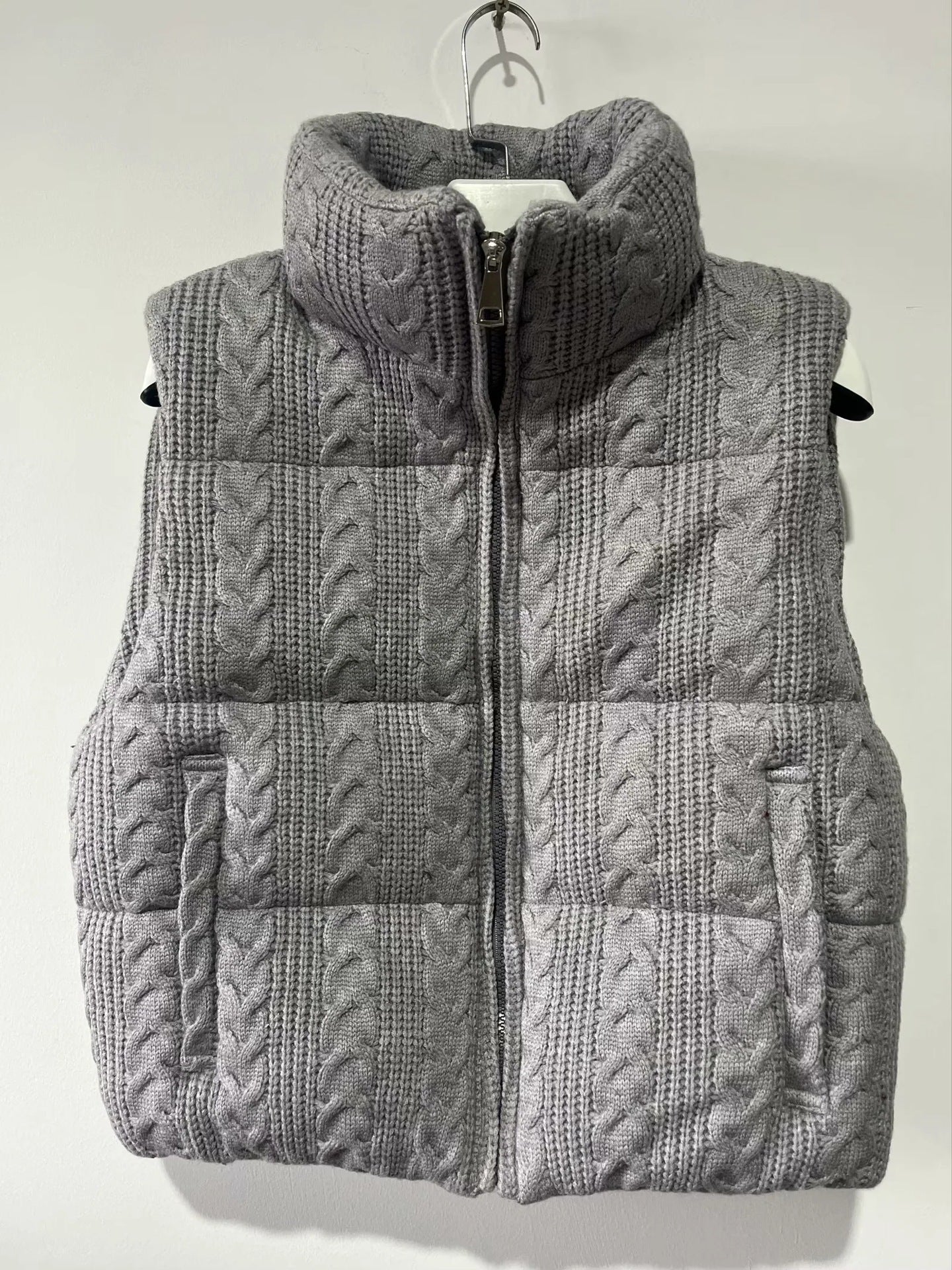 Women's Hot Stand Collar Knitted Cotton Outer Vests