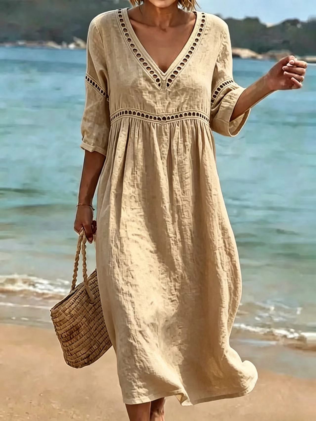 Women's Elegant Casual Solid Color Half Sleeves Dress