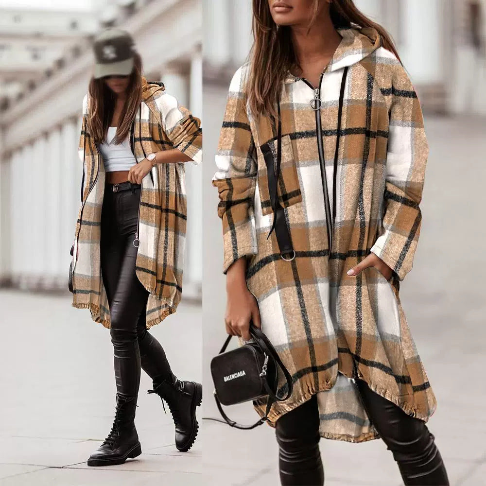 Popular Unique Plaid Long Sleeve Baggy Dresses