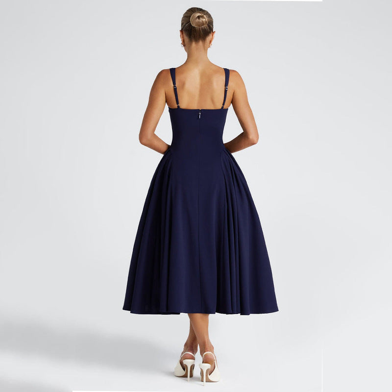 Women's Spring Solid Color Sling Collar Sexy Dresses