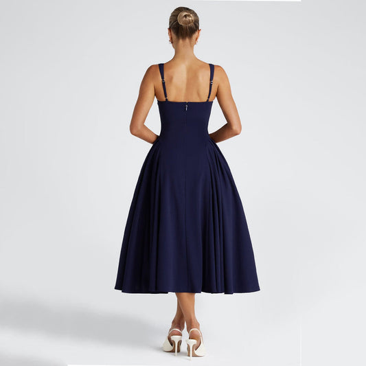 Women's Spring Solid Color Sling Collar Sexy Dresses