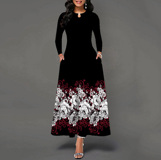 Women's Dress Loose Long Sleeve High Waist Dresses