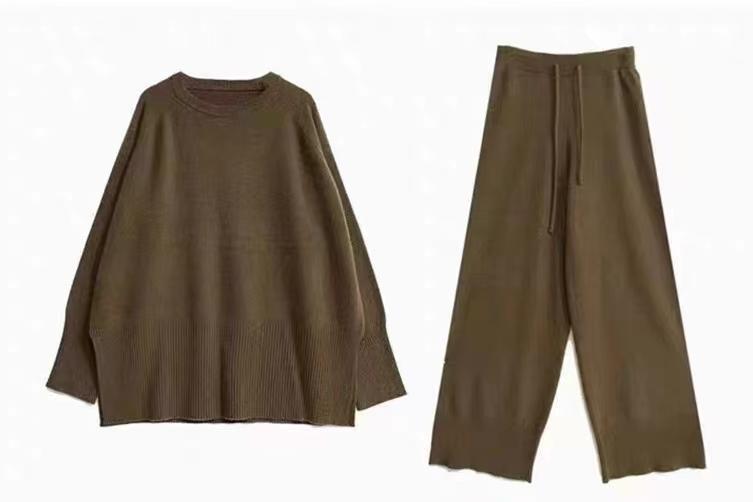 Loose Slimming Style Wide Leg Scarf Suits