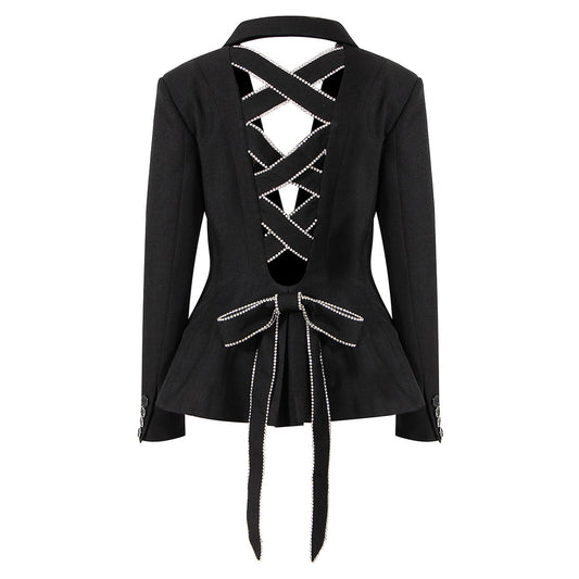 Women's Minority Fashion Spring Back Cross Hollow Blazers