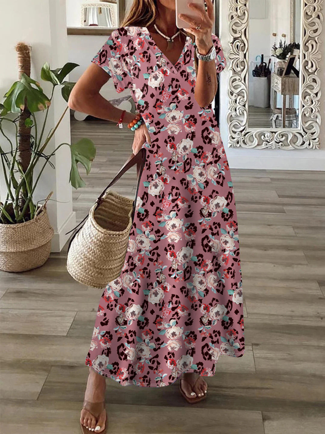 Women's Bohemian Style Printed Large Swing Dress