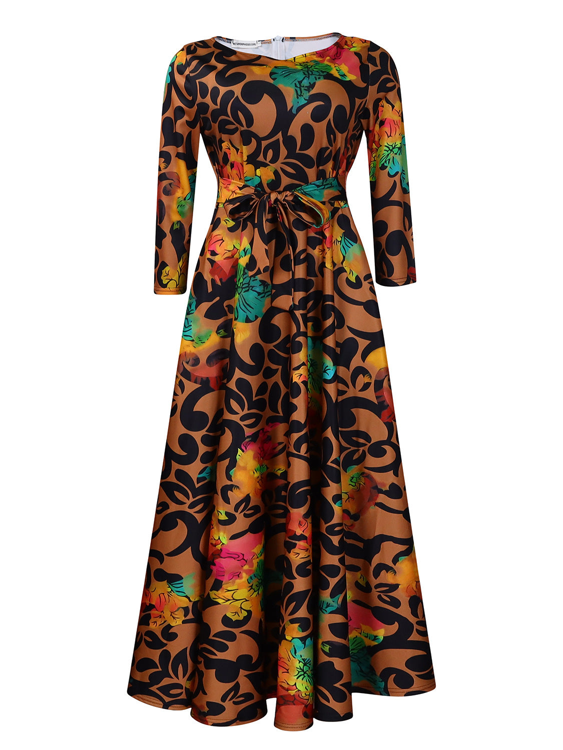 Fashion Temperament Printed Crew Neck Large Dresses