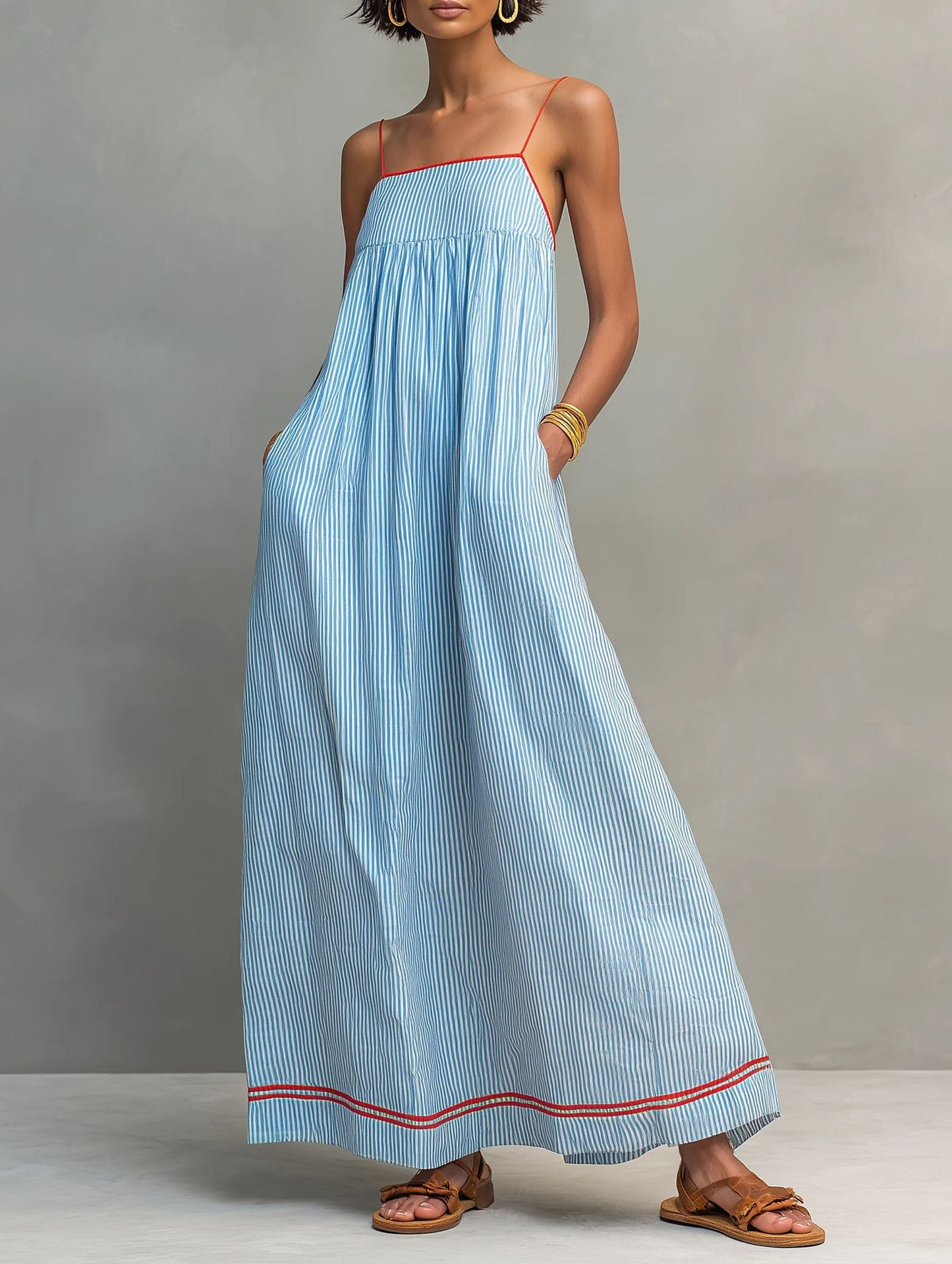 Women's Summer Fashion Casual Spaghetti Straps Sleeveless Dress