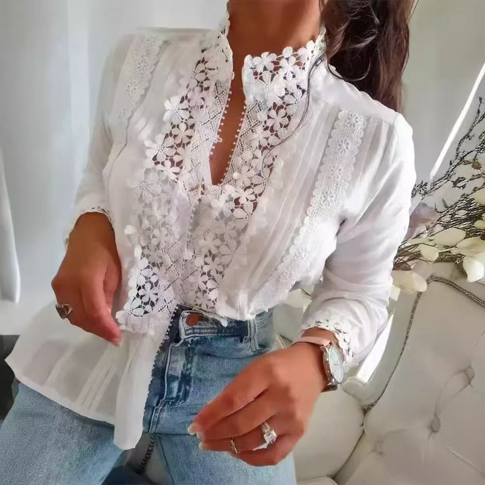 Women's Fashion Half Sleeve T-shirt Sexy Lace Blouses