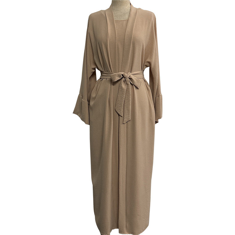 Pattern Elegant Belt Long Sleeve Two-piece Suits