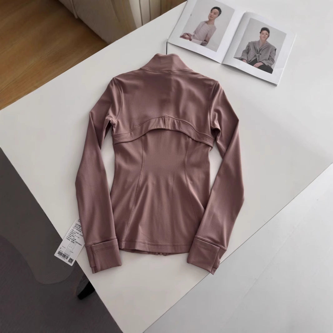 Women's Spring Yoga Workout Elastic Slim Stand Jackets