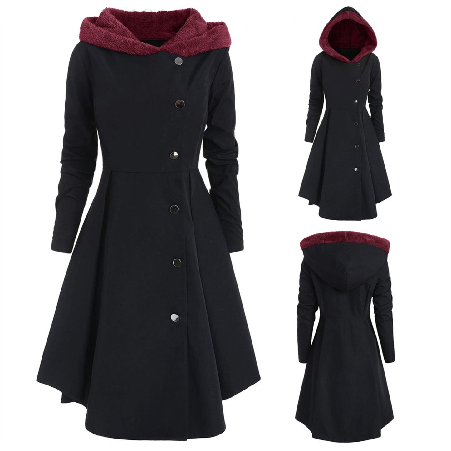Women's Long Woolen Halloween Style Clothes Christmas Coats