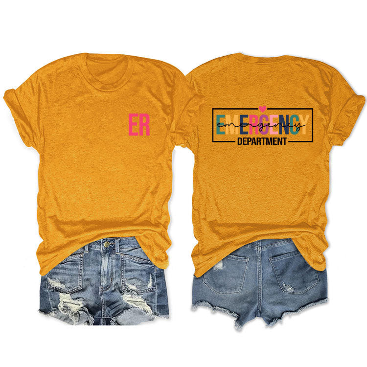 Double-sided Printed Short-sleeved Lettered Casual T-shirt Blouses