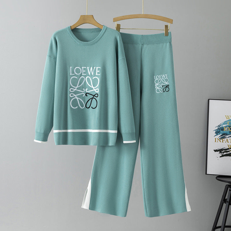 Women's Idle Style Loose Set Round Neck Sweaters