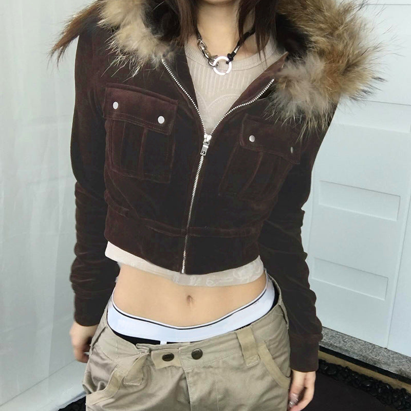 Hooded Letters Embroidered Double-headed Zipper American Jackets