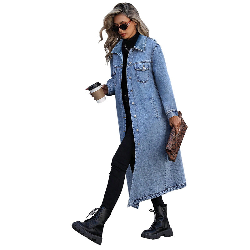 Women's Pretty Versatile Fashionable Denim Long Jackets