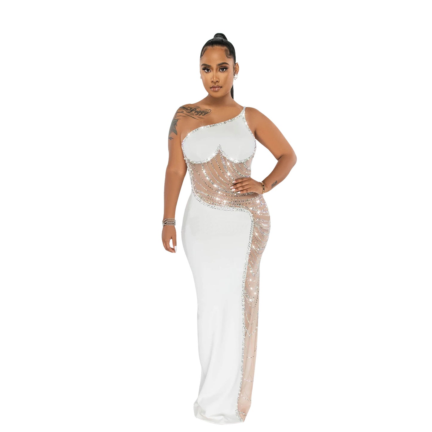 Women's Fashion Wear Solid Color Rhinestone Sleeveless Dresses