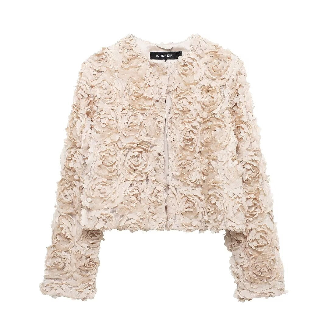 Women's Unique Classic Personalized Textured Floral Jackets