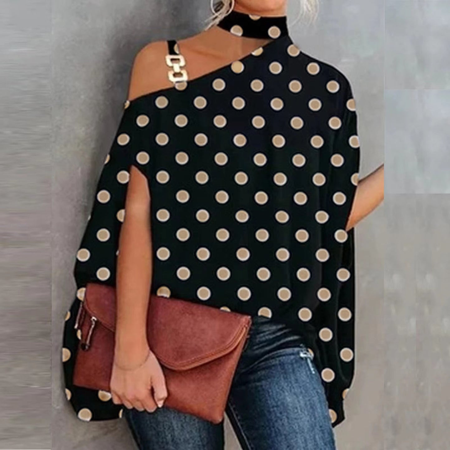 Women's Loose Wear Printed Halter Temperament Elegant Blouses