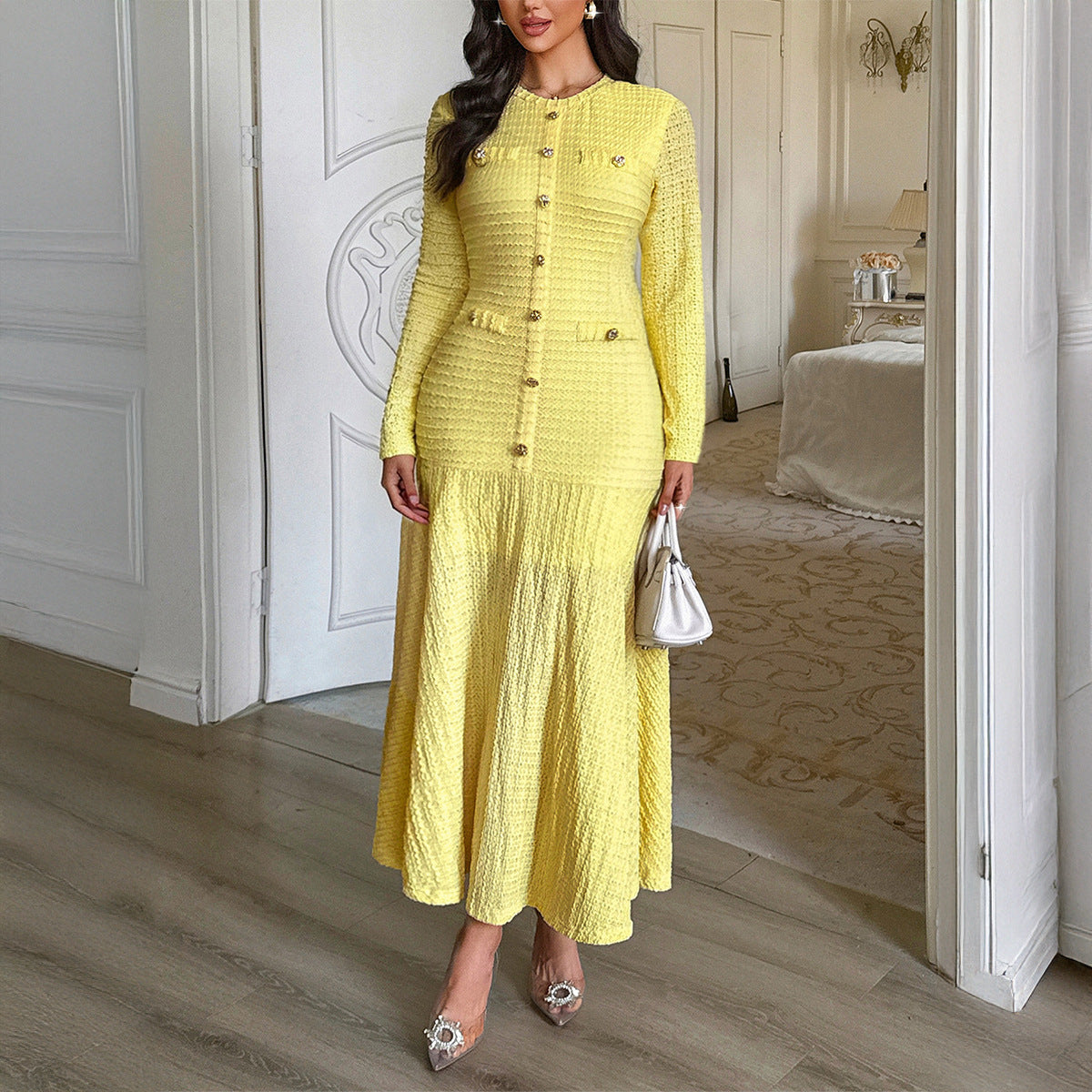Women's Elegant Style Sleeve Solid Color Maxi Clothing