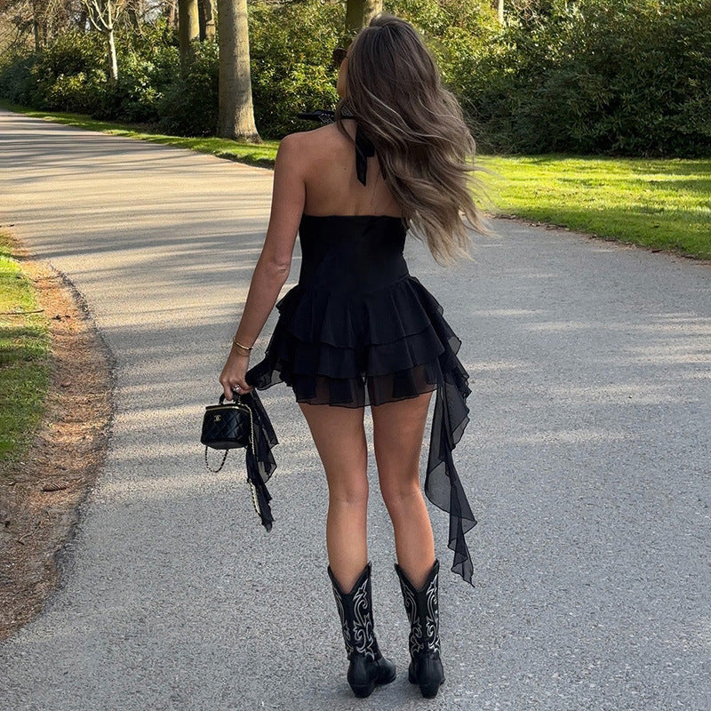 Women's Hot Pure Desire Style Ruffled Ribbon Dress