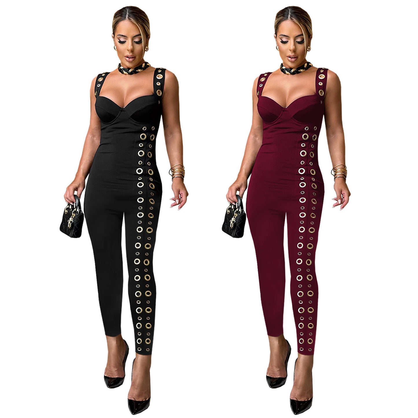 Women's Wear Sexy Shoulder Strap Slim Fit Jumpsuits