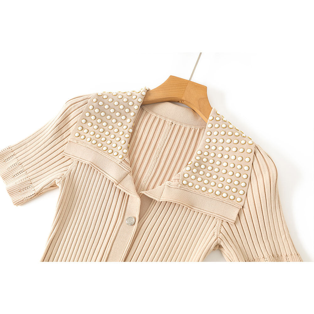 High Quality Wind Rhinestone Lapel Summer Dresses